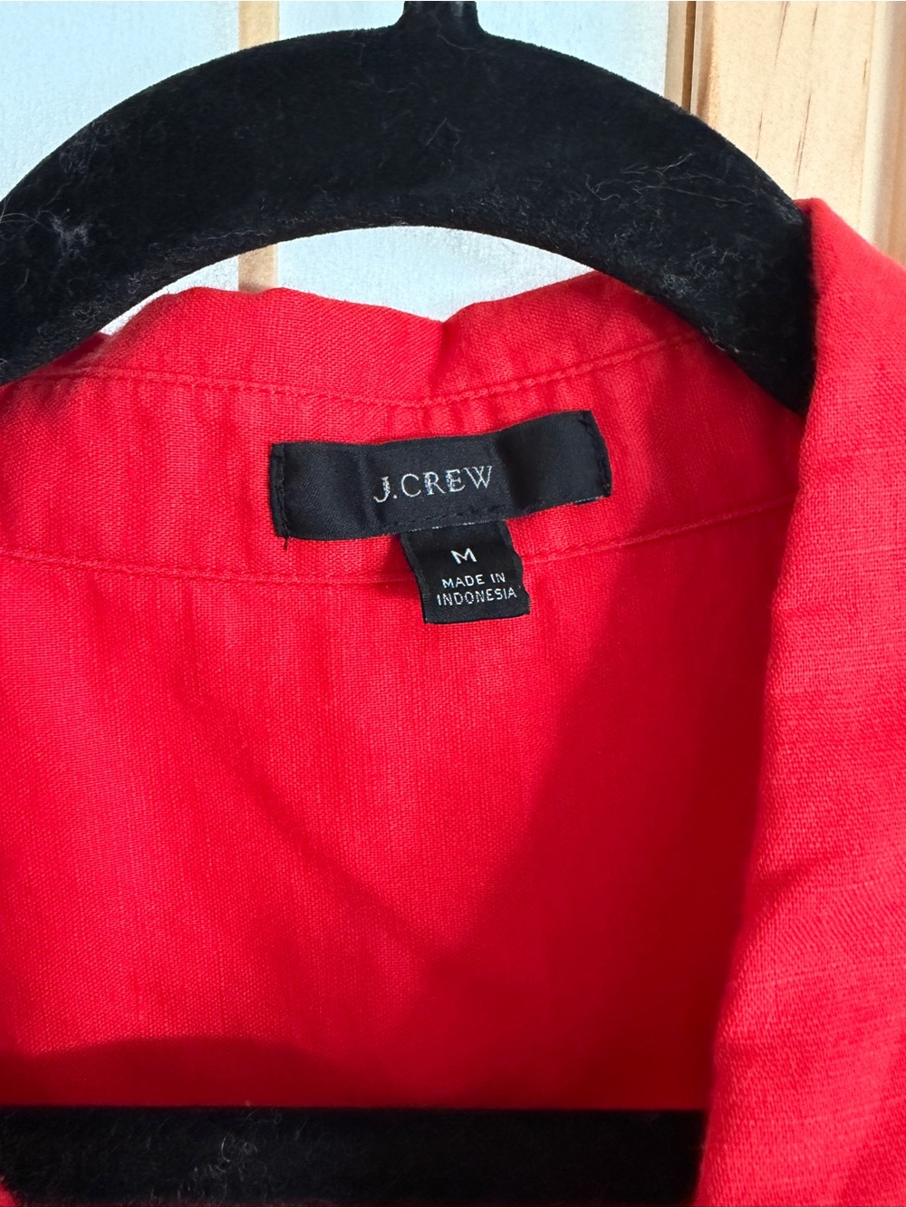 J. Crew 100% Cotton  Vibrant Red Linen Shirt Duster